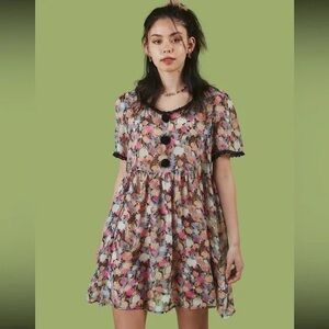 UNIF The Emy Sheer Floral Embellished Mini Dress, Women’s size Large